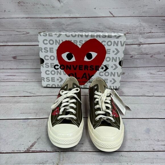 New Converse Vomme does Garçons Play x Chuck Multi Hearts Low Khaki Mens Size 11 - Picture 1 of 16